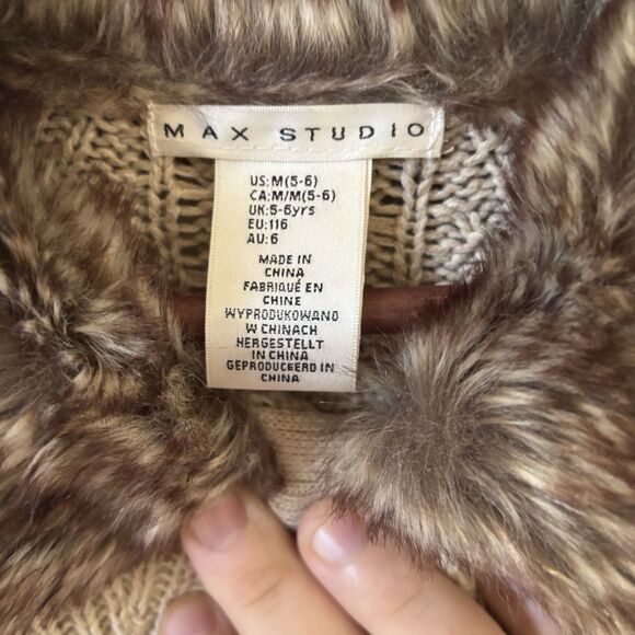 Womens Cable Knit Sweater Faux Fur Collar M Y2K Bohemian Hippie Comfy Indie City - Picture 6 of 11